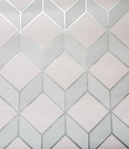 Tapeta geometryczna w szaro różowe bryły winylowa