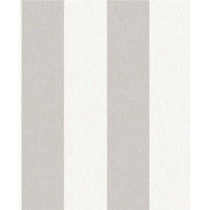 Tapeta winylowa w kremowo beżowe pasy flizelina