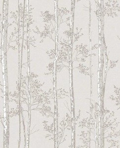 Beżowa tapeta winylowa brzozy drzewa nowoczesna