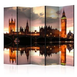 Parawan 5-częściowy - Big Ben wieczorem, Londyn II [Room Dividers]