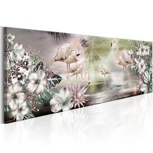 Obraz - Flamingi i kwiaty