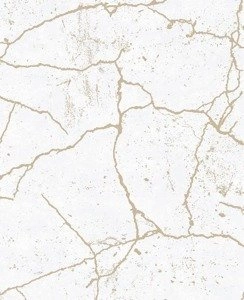 Modna tapeta winylowa biało złota imitacja beton