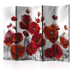 Parawan 5-częściowy - Maki w blasku księżyca II [Room Dividers]