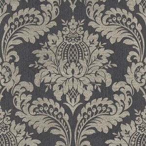 Tapeta winylowa zmywalna ornamenty glamour czarna