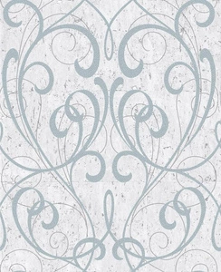 Tapeta winylowa tłoczona w niebieskie ornamenty