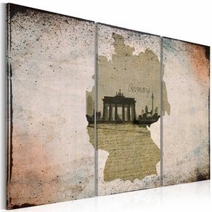 Obraz - map: Germany, Brandenburg Gate - triptych
