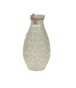 Wazon szklany szara butelka ze wzorem 7x7x14cm 28962-095