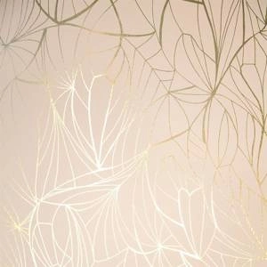 Tapeta ścienna Leaf gold / nude pink Erica Wakerly