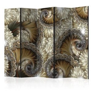Parawan 5-częściowy - Złote wachlarze II [Room Dividers]