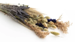 Naturalny bukiet suszonych kwiatów i dekoracyjnych traw boho