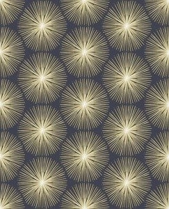 Granatowa tapeta do salonu złoty wzór winylowa