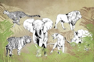 Fototapeta ścienna Safari zwierzęta na brązowym tle V102-1