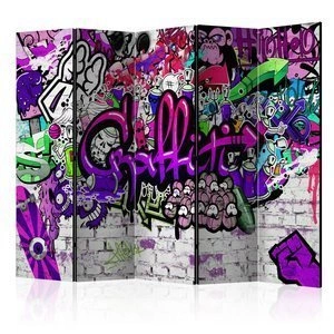 Parawan 5-częściowy - Foletowe graffiti [Room Dividers]