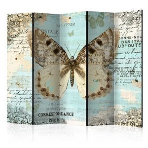 Parawan 5-częściowy - Pocztówka z motylem II [Room Dividers]