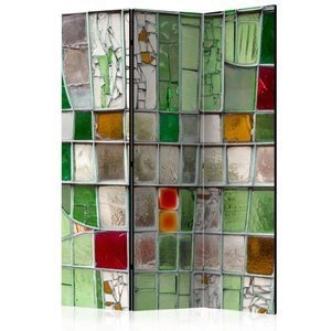 Parawan 3-częściowy - Szmaragdowy witraż [Room Dividers]