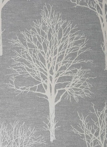 Tapeta winylowa szara drzewa z połyskiem las