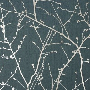 Zielona tapeta winylowa w błyszczące gałązki las