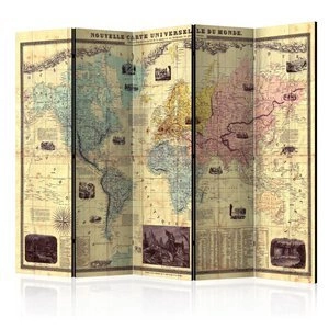 Parawan 5-częściowy - Nouvelle Carte Du Monde [Room Dividers]