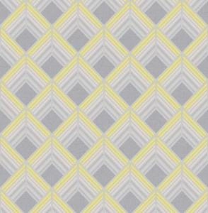 Tapeta w stylu art deco kwadraty srebrna żółta