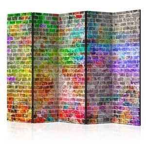 Parawan 5-częściowy - Tęczowy mur II [Room Dividers]
