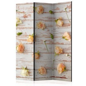 Parawan 3-częściowy - Drewno i róże [Room Dividers]