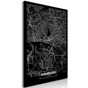Obraz - Ciemna mapa Hamburga (1-częściowy) pionowy