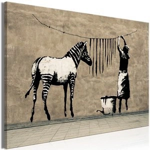 Obraz - Banksy: Pranie zebry na betonie (1-częściowy) szeroki