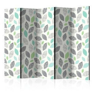 Parawan 5-częściowy - Wzorzyste liście II [Room Dividers]