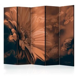 Parawan 5-częściowy - Gerbera w brązach II [Room Dividers]