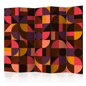 Parawan 5-częściowy - Geometryczna mozaika (czerwony) II [Room Dividers]