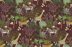 Fototapeta ścienna Zwierzęta w dżungli na bordowym tle V100-3