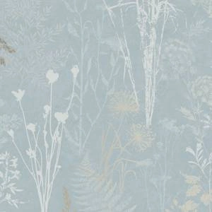 Tapeta z florystycznym wzorem kwiaty niebieska