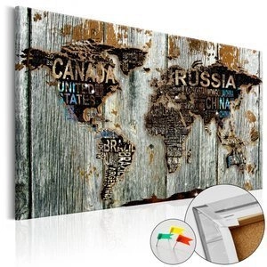 Obraz na korku - Drewniana granica [Mapa korkowa]