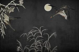 Fototapeta ścienna w orientalnym roślinnym stylu kaczki V103-3