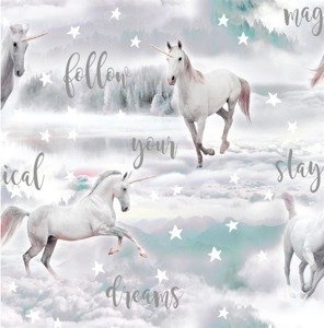 Ładna tapeta do pokoju dziecka jednorożce chmury