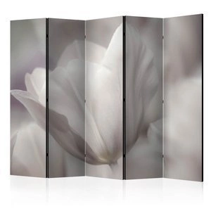 Parawan 5-częściowy - Tulip - black and white photo II [Room Dividers]