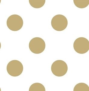Biała tapeta flizelinowa w złote kropki nowoczesna