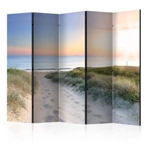 Parawan 5-częściowy - Poranny spacer po plaży II [Room Dividers]