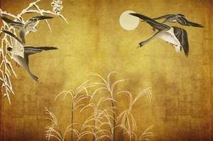 Fototapeta ścienna w orientalnym roślinnym stylu kaczki V103-2
