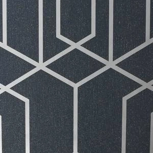 Granatowa tapeta winylowa srebrny wzór geometria