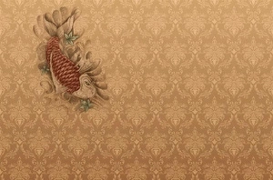 Fototapeta ścienna w roślinny ornament z rybą koi brązowa V119-1