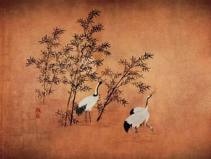 Fototapeta ścienna Żurawie na miedzianym tle V116-3