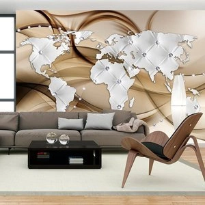 Fototapeta - Mapa świata - Biały & Diamenty