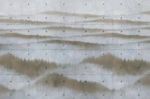 Fototapeta ścienna Brązowy las we mgle na betonowych płytach V127-2