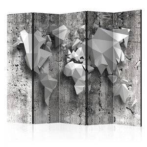 Parawan 5-częściowy - Mapa świata: origami II [Room Dividers]