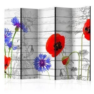 Parawan 5-częściowy - Polne kwiaty II [Room Dividers]