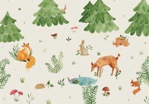 Fototapeta ścienna zwierzęta w lesie – akwarele 2