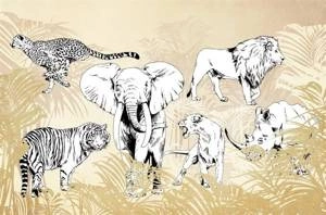 Fototapeta ścienna Safari zwierzęta na beżowym tle V102-3