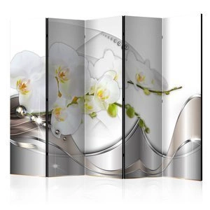 Parawan 5-częściowy - Perłowy taniec orchidei II [Room Dividers]