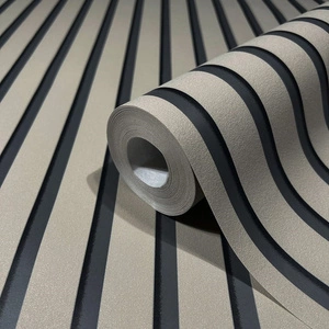 Beżowa tapeta winylowa imitująca lamele pasy